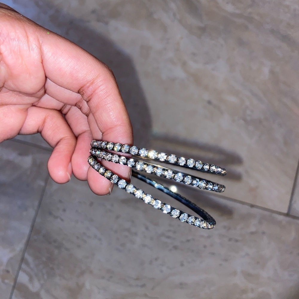 Elegant Silver Rhinestone Bangles